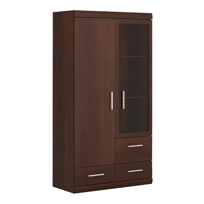 Imperial 2 Door 3 Drawer Glazed Display Cabinet in Dark Mahogany Melamine – FTG