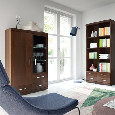 Imperial 2 Door 3 Drawer Glazed Display Cabinet in Dark Mahogany Melamine – FTG, view 3