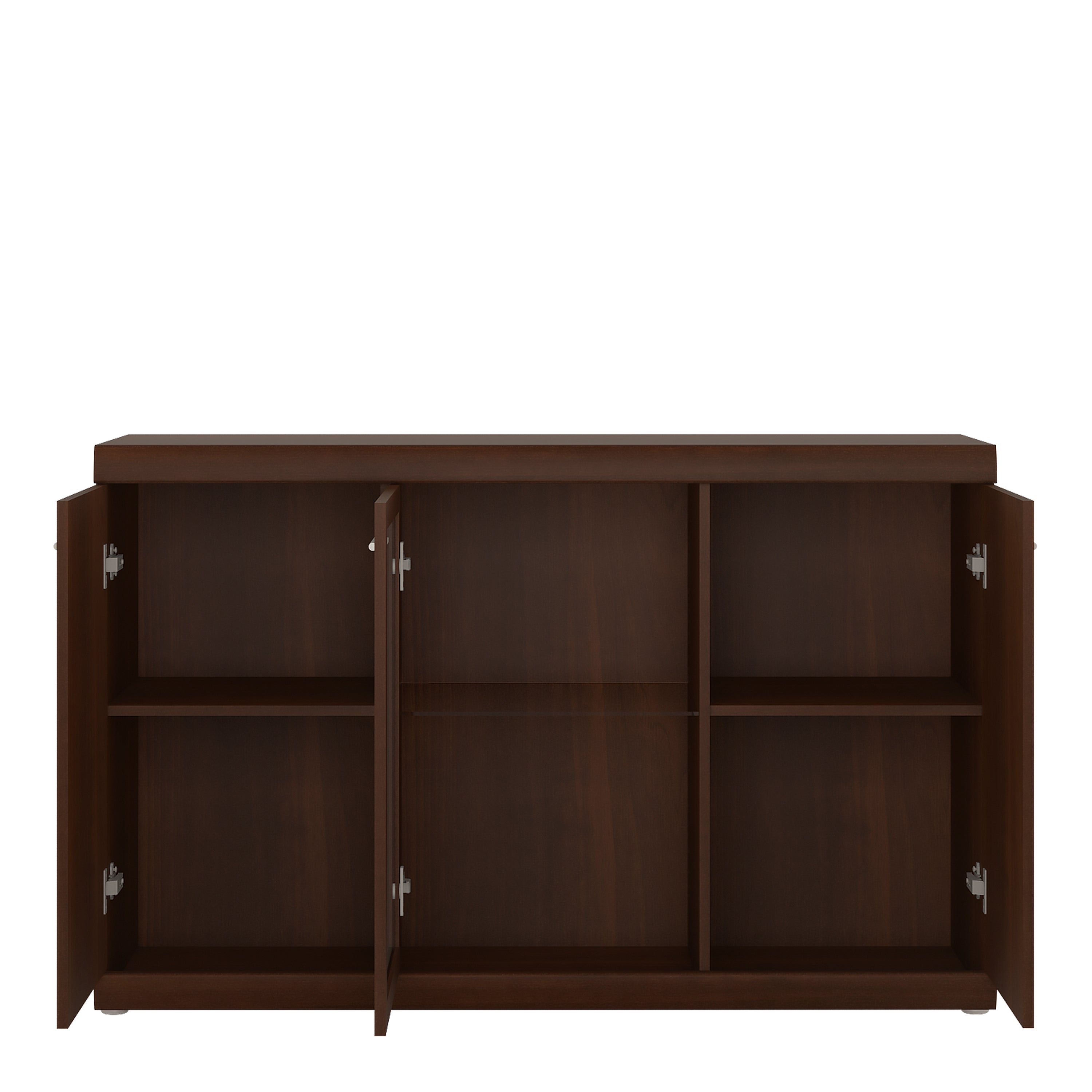 Imperial 3 Door Glazed Sideboard in Dark Mahogany Melamine – FTG, view 2