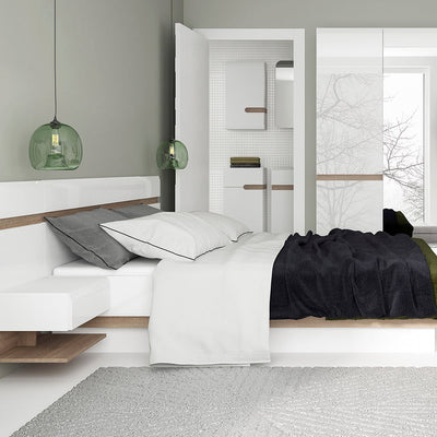 Chelsea Bedroom 3 Door Wardrobe with Mirror in White with a Truffle Oak Trim – FTG, view 4