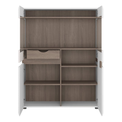 Chelsea Living Low Display Cabinet 109cm Wide in White with a Truffle Oak Trim – FTG, view 2