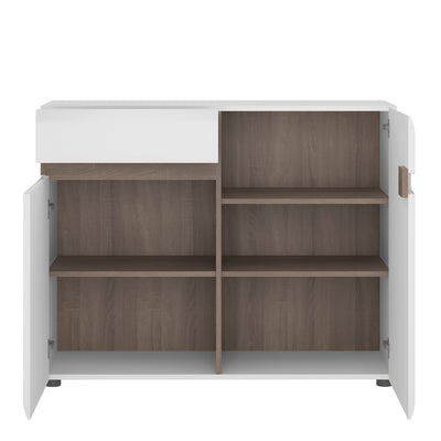 Chelsea Living 1 Drawer 2 Door Sideboard in White with a Truffle Oak Trim – FTG, view 2
