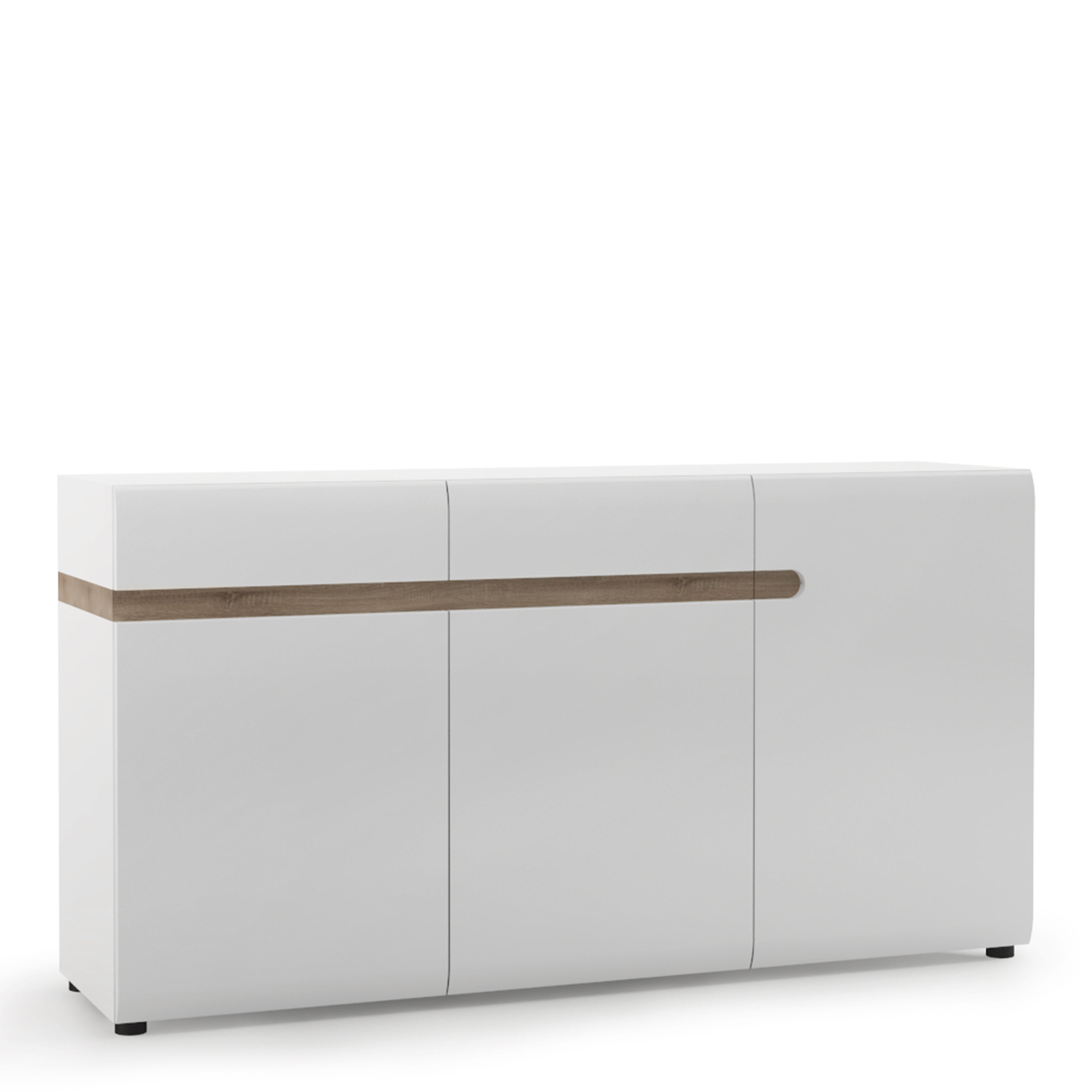 Chelsea Living 2 Drawer 3 Door Sideboard in White with a Truffle Oak Trim – FTG
