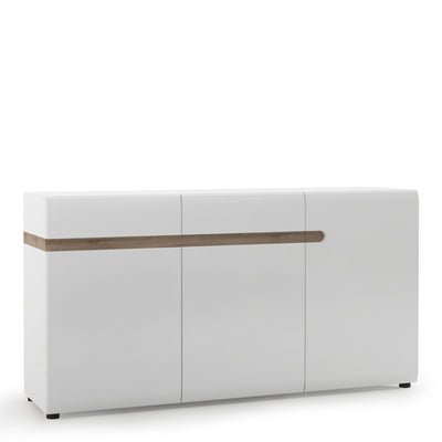 Chelsea Living 2 Drawer 3 Door Sideboard in White with a Truffle Oak Trim – FTG