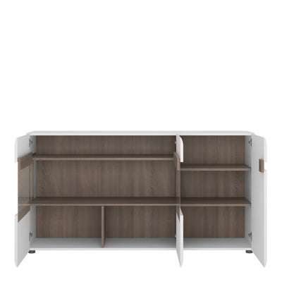 Chelsea Living 3 Door Glazed Sideboard in White with a Truffle Oak Trim – FTG, view 2