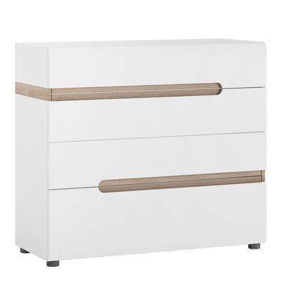 Chelsea Bedroom 4 Drawer Chest in White with a Truffle Oak Trim – FTG