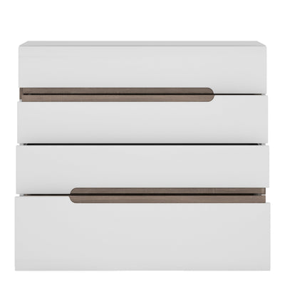 Chelsea Bedroom 4 Drawer Chest in White with a Truffle Oak Trim – FTG, view 2