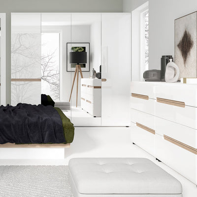 Chelsea Bedroom 4 Drawer Chest in White with a Truffle Oak Trim – FTG, view 4