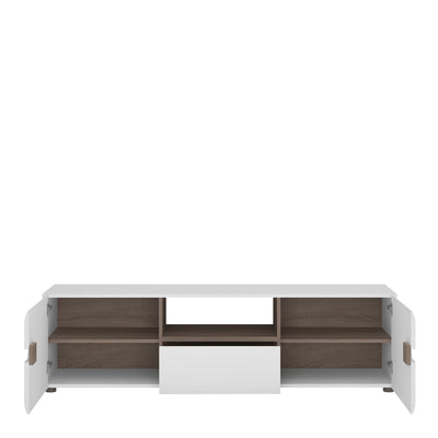 Chelsea Living Wide TV Unit in White with a Truffle Oak Trim – FTG, view 2