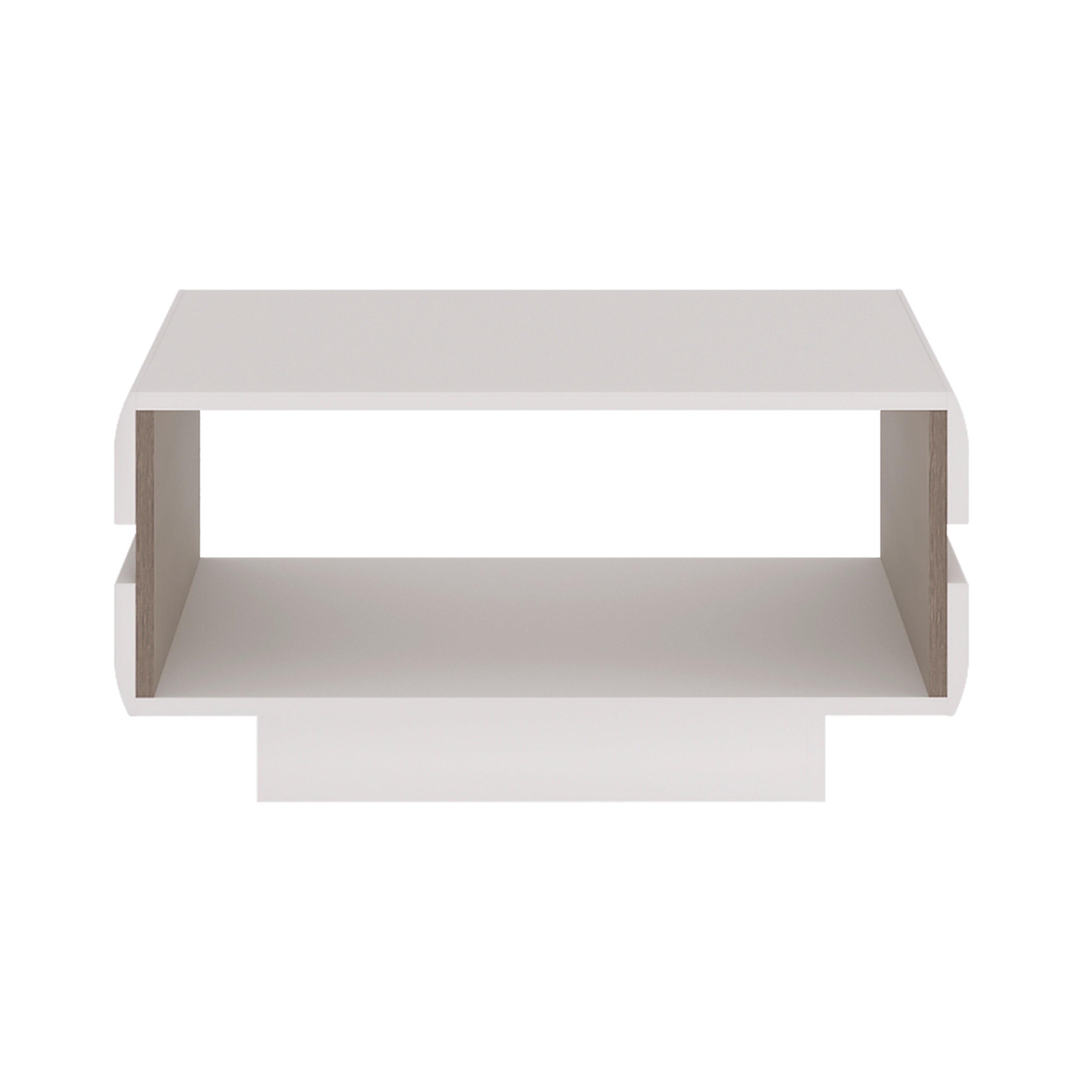 Chelsea Living Small Designer Coffee Table in White with a Truffle Oak Trim – FTG, view 2
