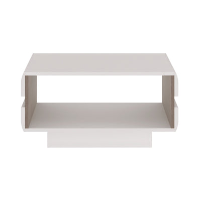 Chelsea Living Small Designer Coffee Table in White with a Truffle Oak Trim – FTG, view 2