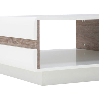 Chelsea Living Small Designer Coffee Table in White with a Truffle Oak Trim – FTG, view 6