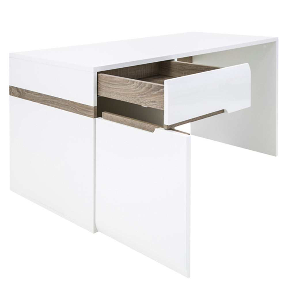 Chelsea Bedroom Desk/Dressing Table in White with a Truffle Oak Trim – FTG, view 3