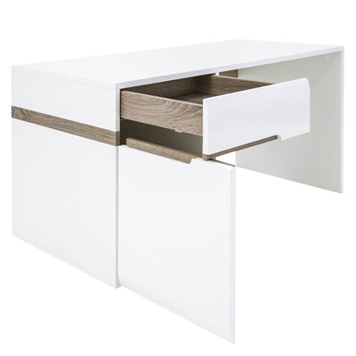 Chelsea Bedroom Desk/Dressing Table in White with a Truffle Oak Trim – FTG, view 3