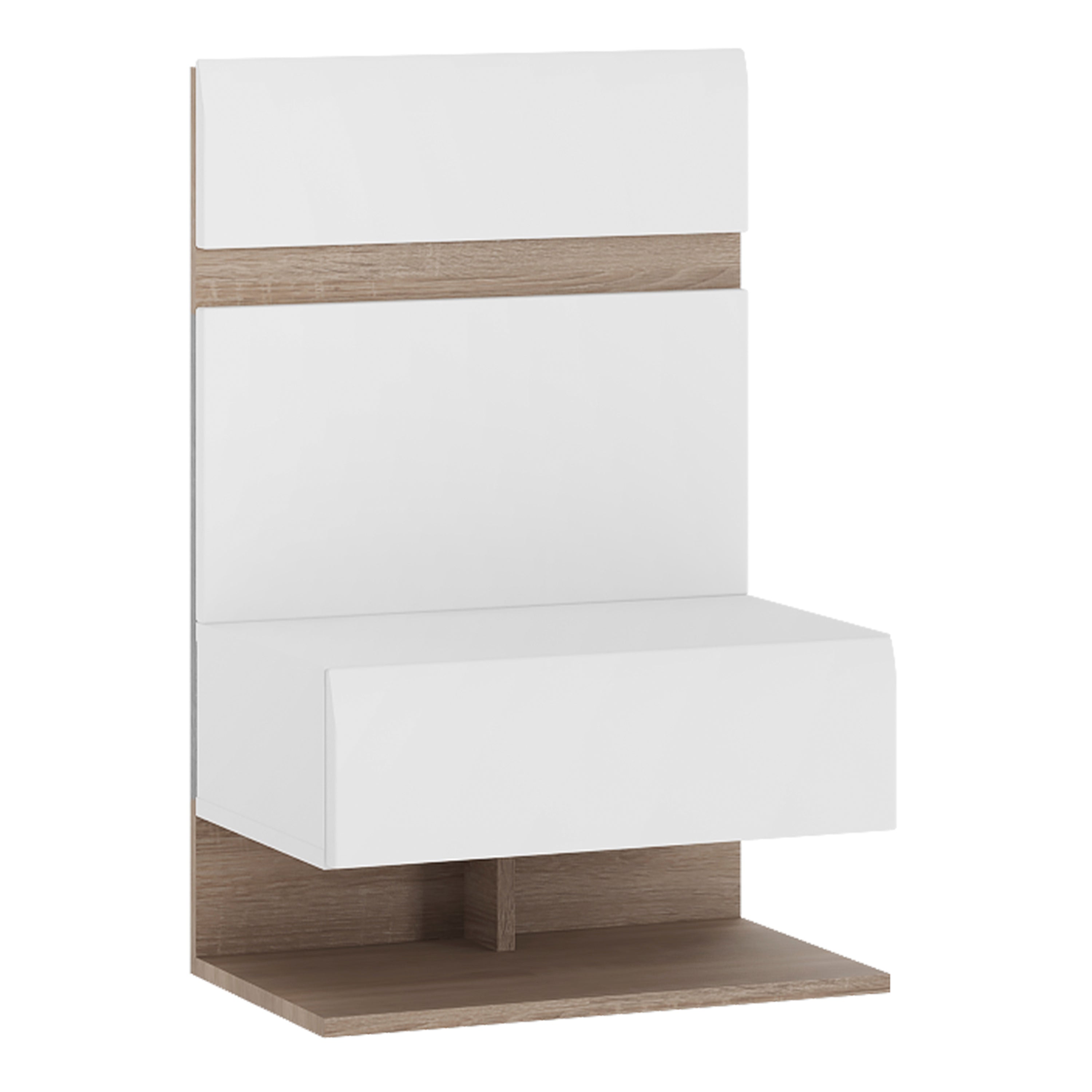 Chelsea Bedroom Bedside Extension for Bed in White with a Truffle Oak Trim – FTG
