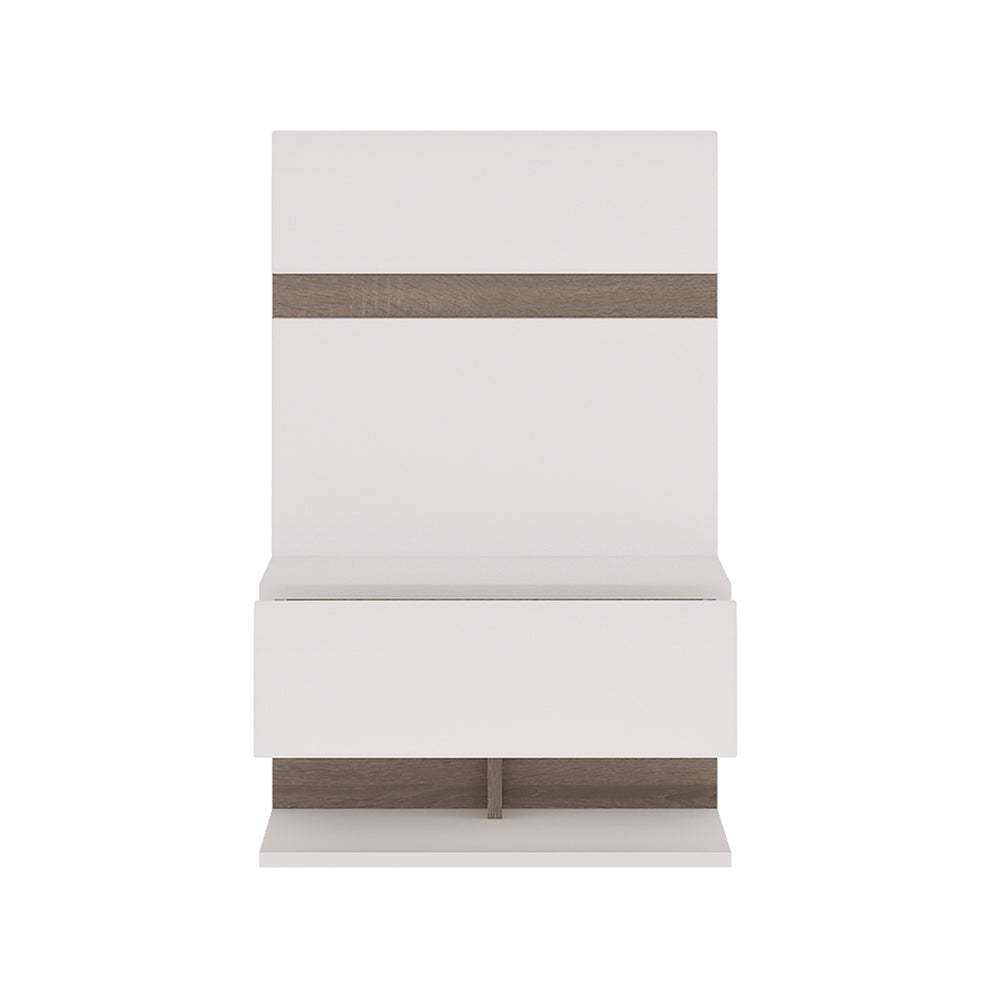 Chelsea Bedroom Bedside Extension for Bed in White with a Truffle Oak Trim – FTG, view 2