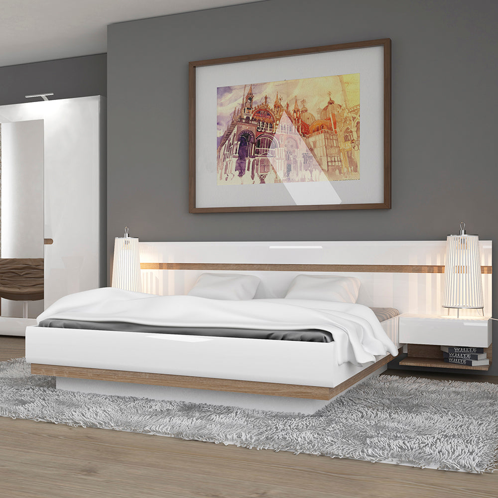 Chelsea Bedroom Bedside Extension for Bed in White with a Truffle Oak Trim – FTG, view 3