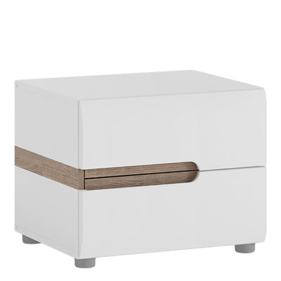 Chelsea Bedroom 2 Drawer Bedside in White with a Truffle Oak Trim – FTG