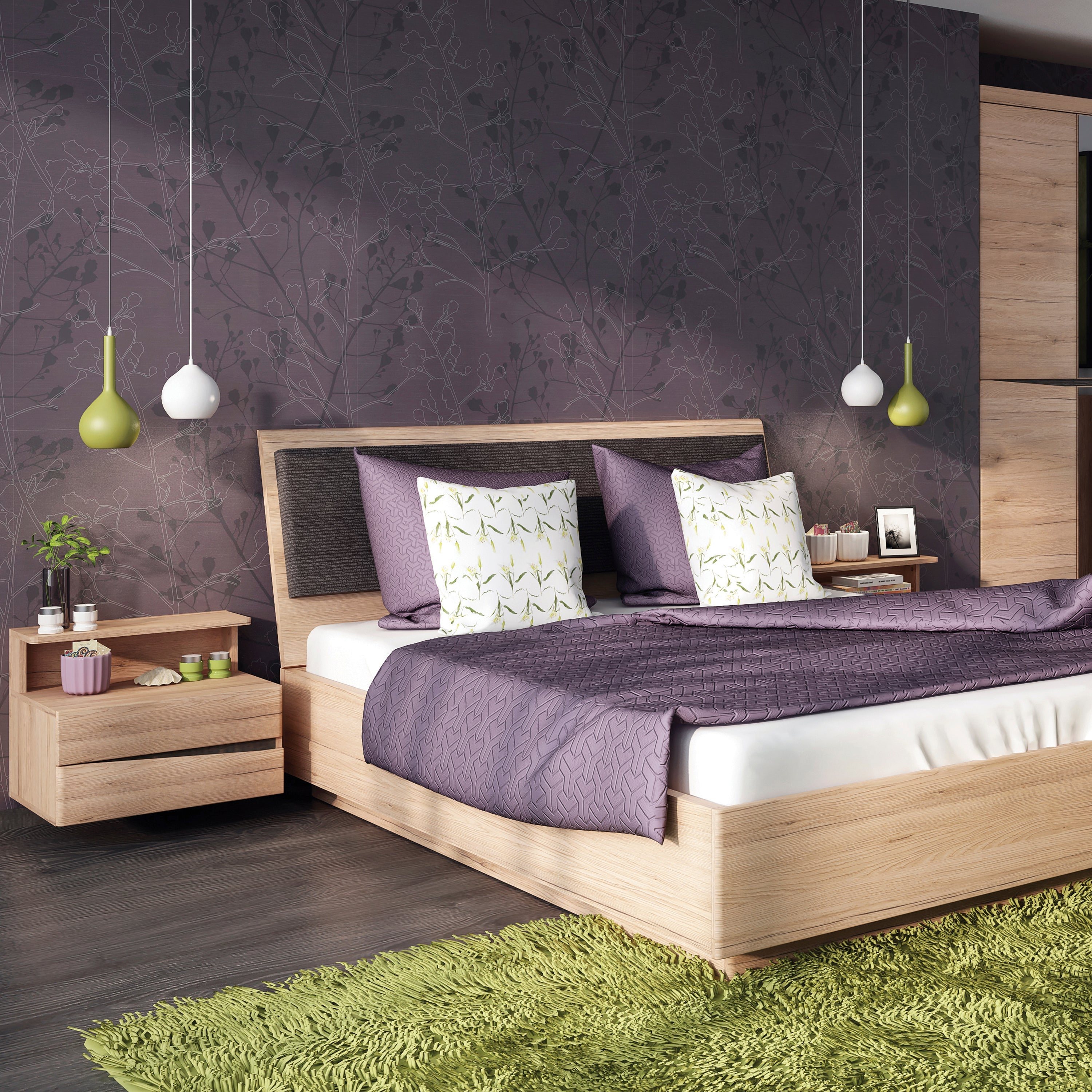 Kensington 2 Drawer Bedside Cabinet LH Drawer (wall fixing) in Oak. – FTG, view 4