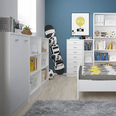 4 You Medium Wide Bookcase In Pearl White – FTG, view 3