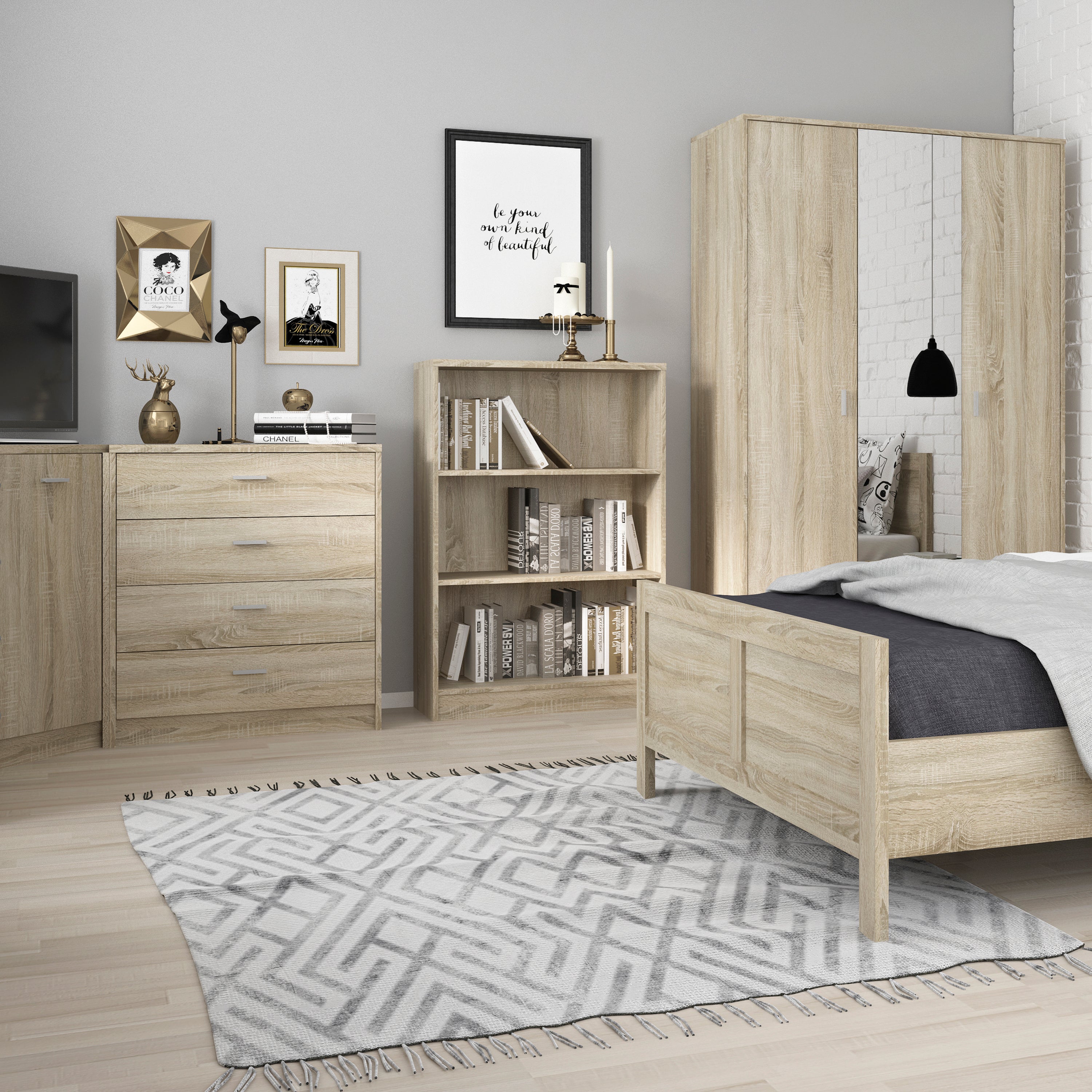 4 You Medium Wide Bookcase in Sonama Oak – FTG, view 2