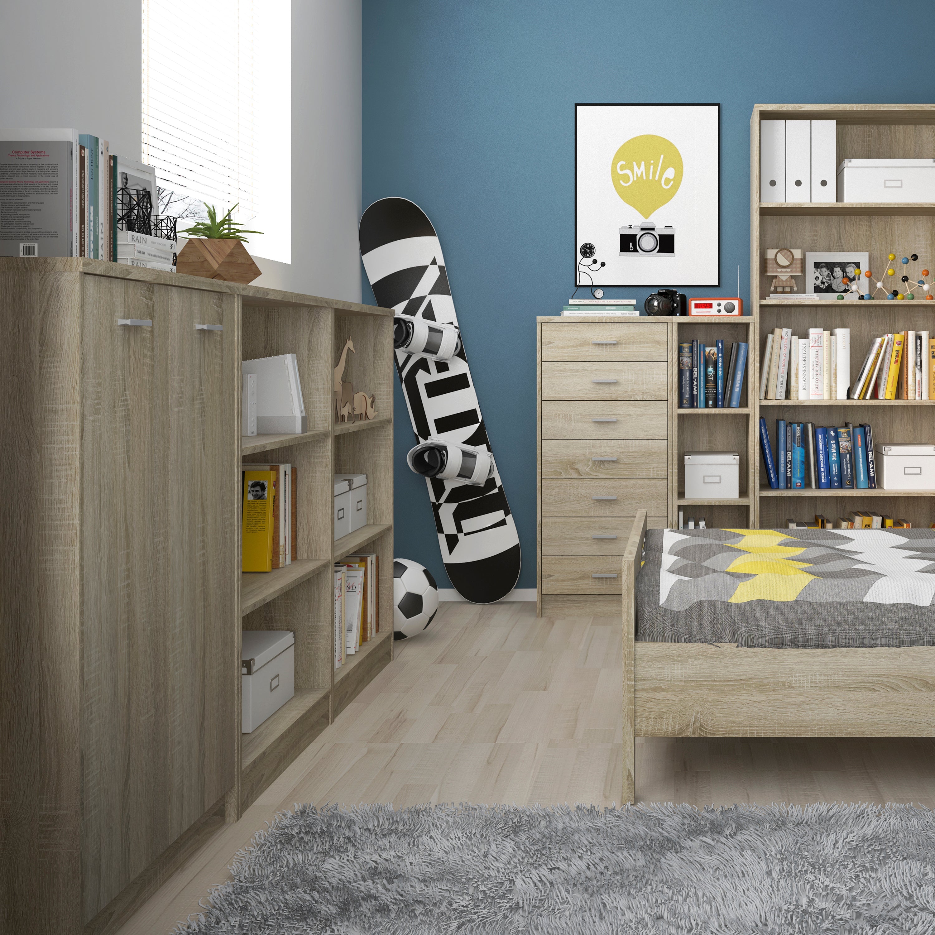 4 You Medium Wide Bookcase in Sonama Oak – FTG, view 3