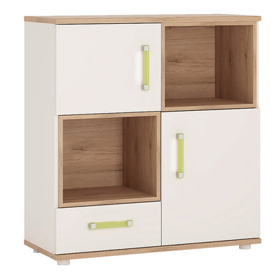 4KIDS 2 Door 1 Drawer Cupboard with 2 Open Shelves with Lemon Handles – FTG