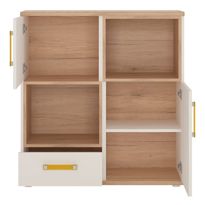 4KIDS 2 Door 1 Drawer Cupboard with 2 Open Shelves with Orange Handles – FTG, view 2