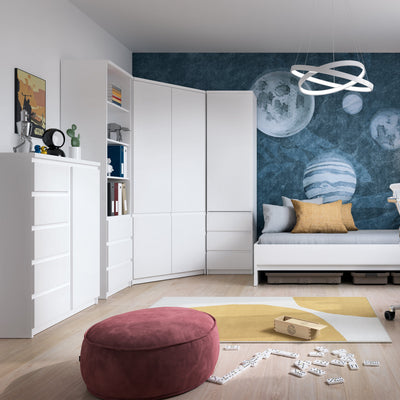 Fribo Corner Wardrobe 2 Door in Alpine White – FTG, view 4