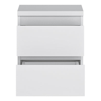 Fribo Bedside Cabinet 2 Drawer in Alpine White – FTG, view 3