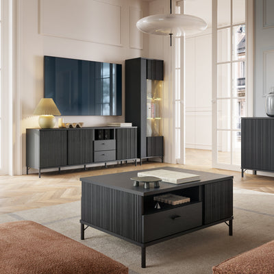 Lusaka Coffee Table 2 Door 1 Drawer in Black Graphite – FTG, view 4