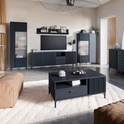 Lusaka Coffee Table 2 Door 1 Drawer in Black Graphite – FTG, view 5