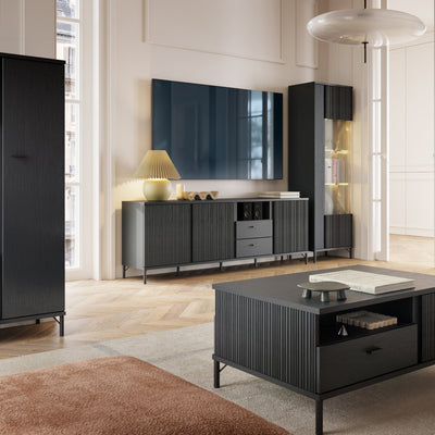 Lusaka TV Cabinet 3 Door 2 Drawer in Black Graphite – FTG, view 4