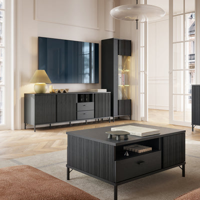Lusaka Display Cabinet 1 Door in Black Graphite – FTG, view 4