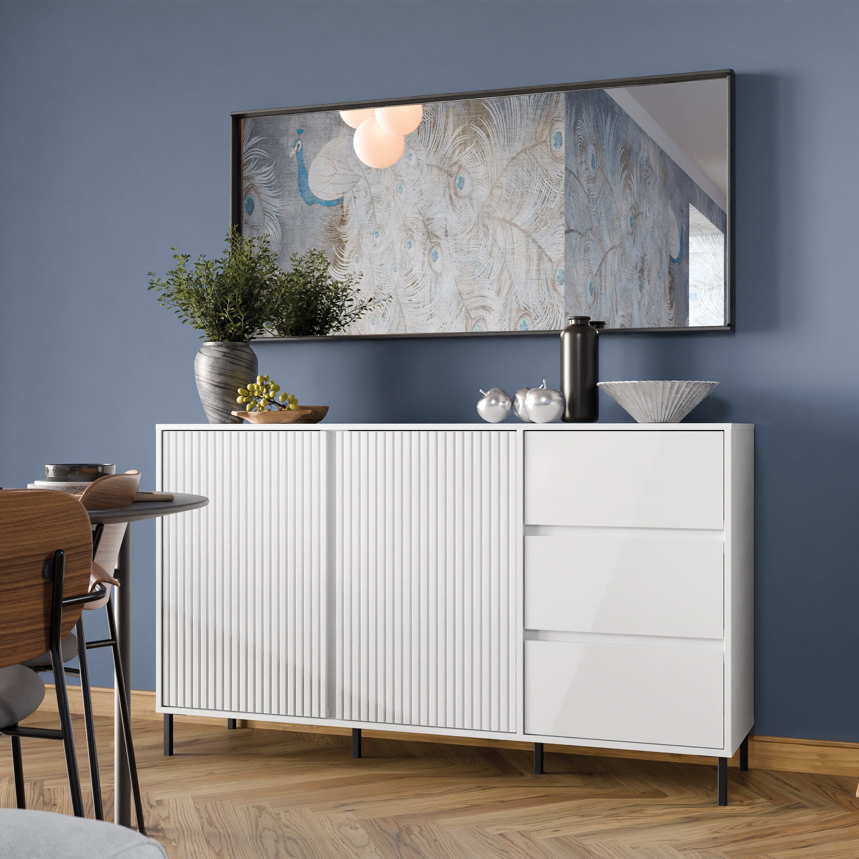 Avenale Sideboard 2 Door 3 Drawer in Alpine White High Gloss – FTG, view 4