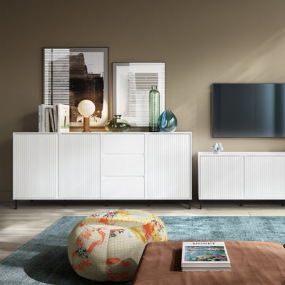 Avenale Sideboard 3 Door 3 Drawer in Alpine White High Gloss – FTG, view 5