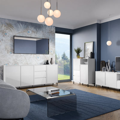 Avenale Sideboard 3 Door 3 Drawer in Alpine White High Gloss – FTG, view 7