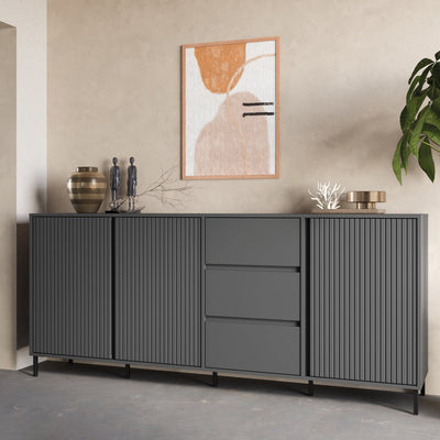 Avenale Sideboard 3 Door 3 Drawer in Anthracite – FTG, view 4