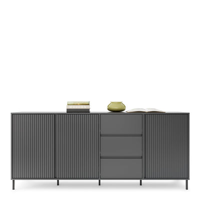 Avenale Sideboard 3 Door 3 Drawer in Anthracite – FTG, view 6