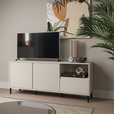 Avenale Wide TV Cabinet  2 Door 1 Drawer in Cashmere – FTG, view 4