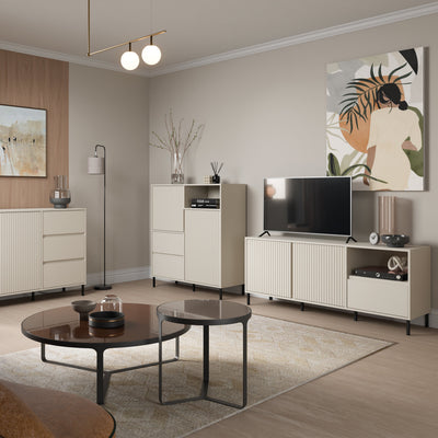 Avenale Wide TV Cabinet  2 Door 1 Drawer in Cashmere – FTG, view 7