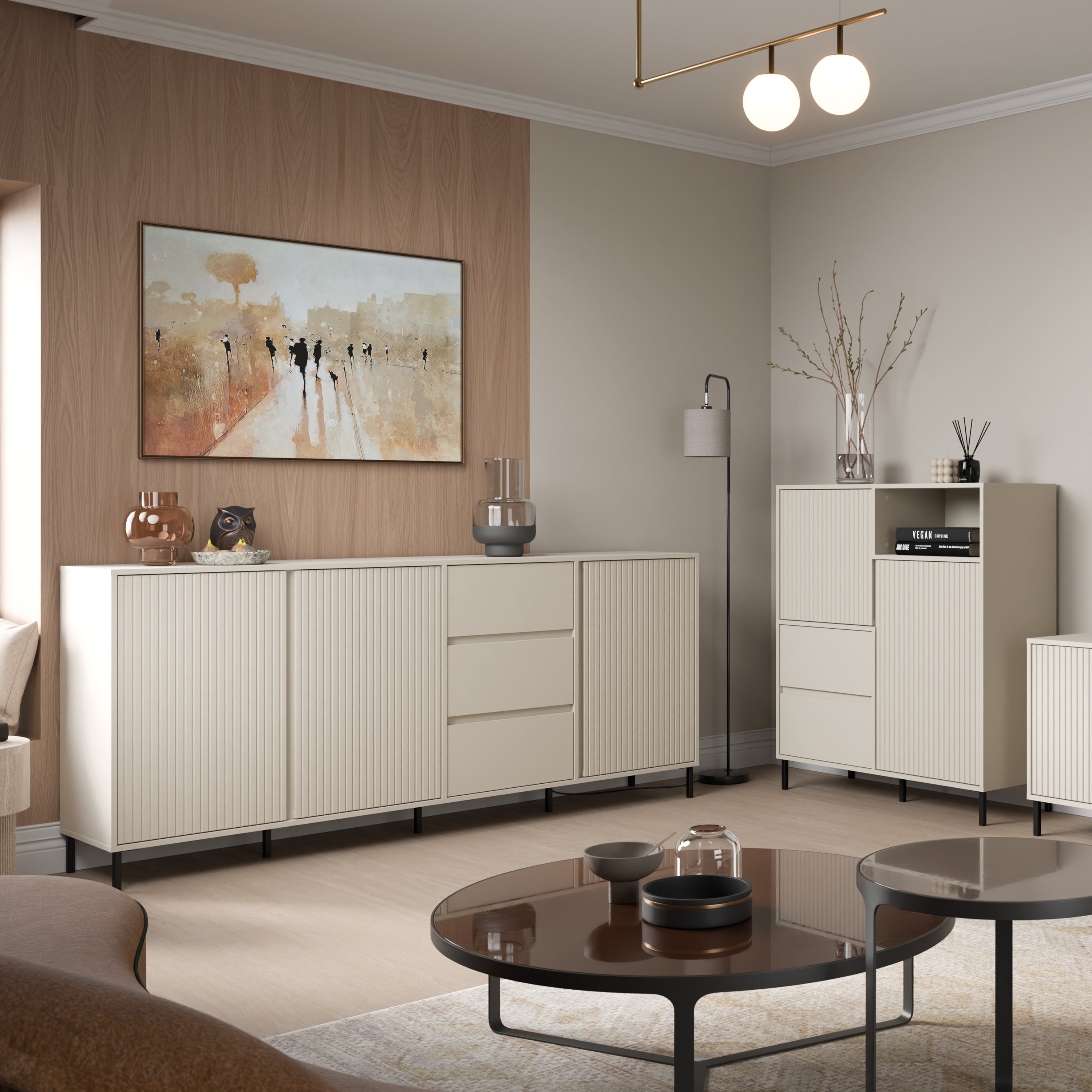 Avenale Sideboard 3 Door 3 Drawer in Cashmere – FTG, view 6