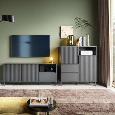 Avenale Sideboard 2 Door 2 Drawer in Anthracite – FTG, view 5