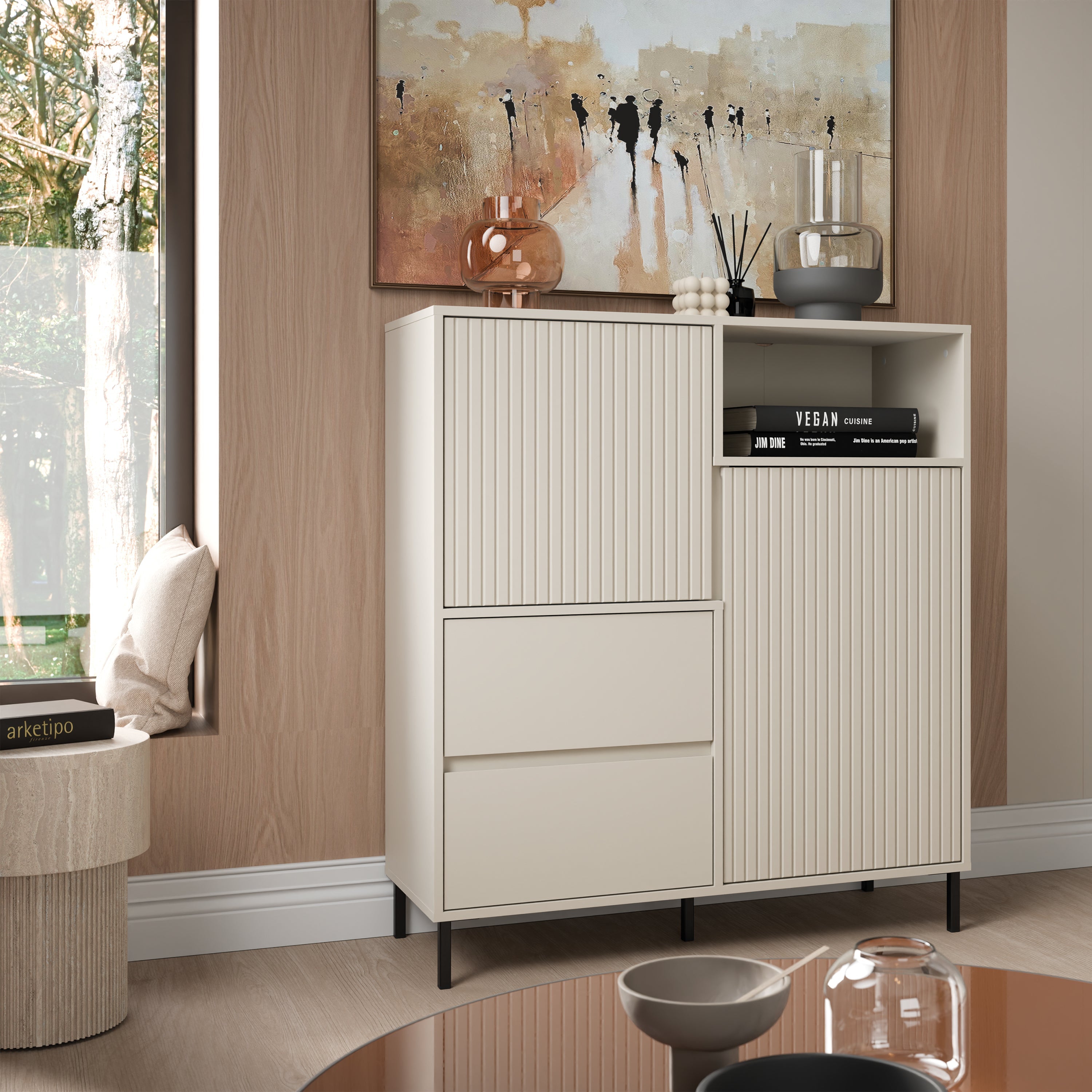 Avenale Sideboard 2 Door 2 Drawer in Cashmere – FTG, view 4