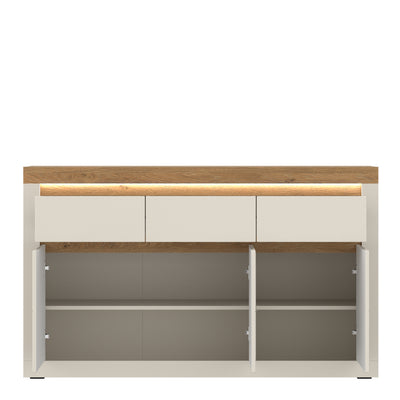 Naxxar Sideboard with 3 Doors and 3 Drawers in Cashmere and Stone Oak
