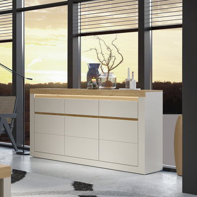 Naxxar Sideboard with 3 Doors and 3 Drawers in Cashmere and Stone Oak