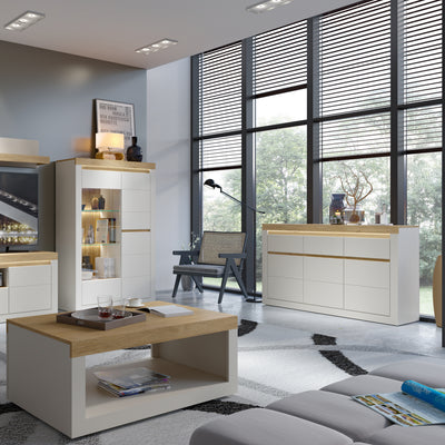 Naxxar Sideboard with 3 Doors and 3 Drawers in Cashmere and Stone Oak