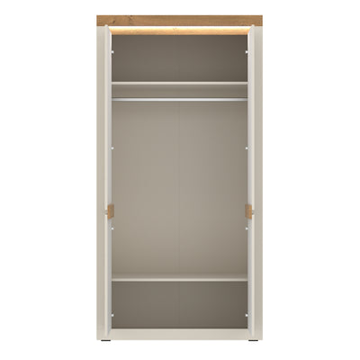 Naxxar Wardrobe with 2 Doors in Cashmere and Stone Oak
