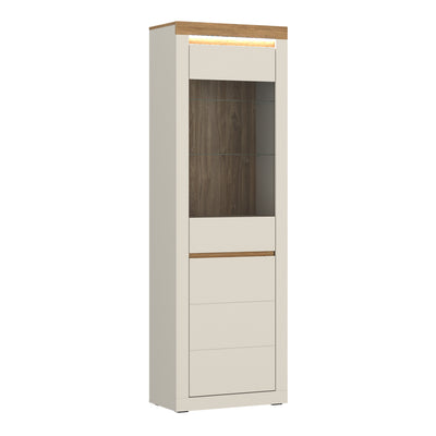 Naxxar Tall Display Cabinet with 1 Door in Cashmere and Stone Oak