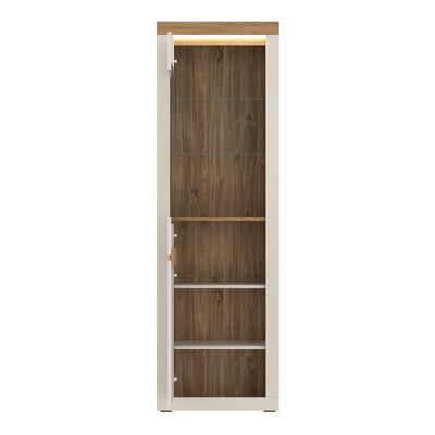 Naxxar Tall Display Cabinet with 1 Door in Cashmere and Stone Oak